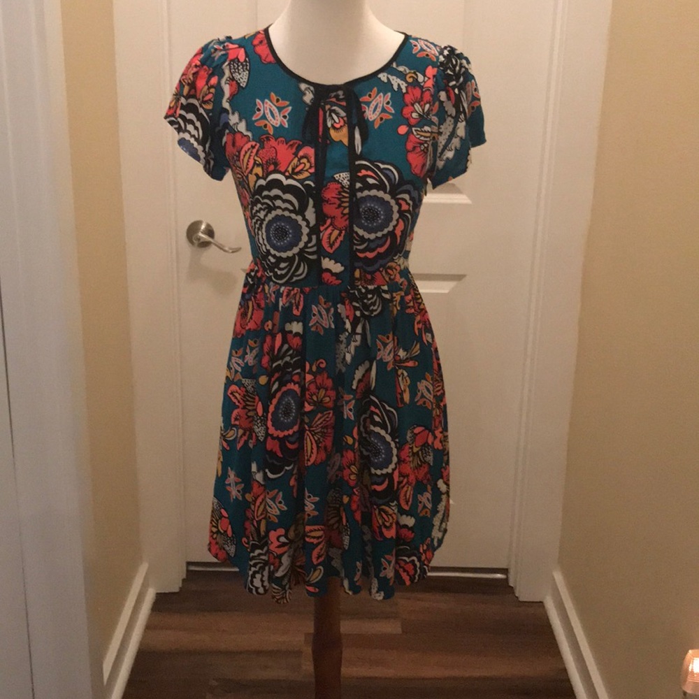 Express Floral Dress in Teal - Size 2